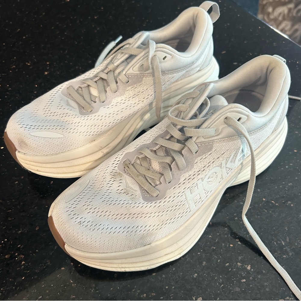Hoka Women's White Running Shoes gently used size 8